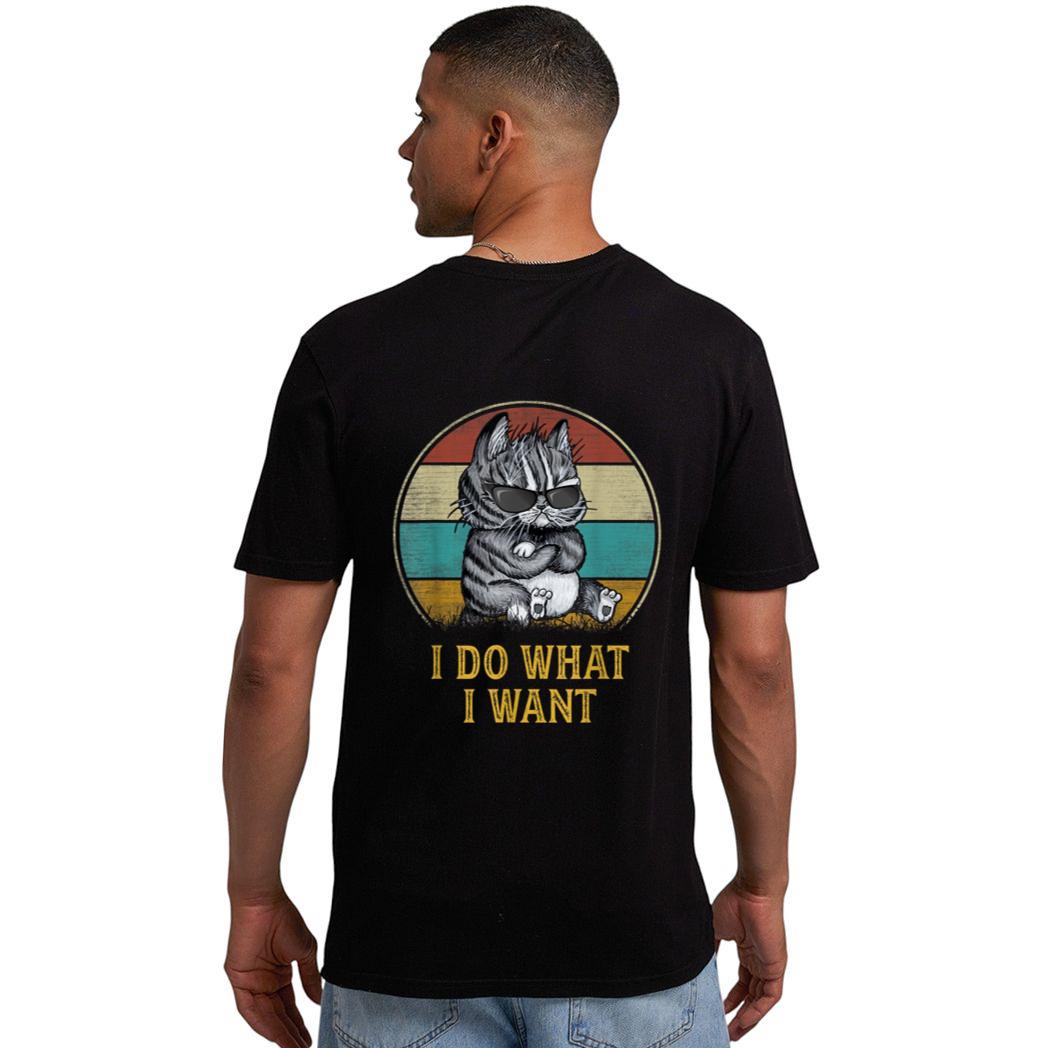 Retro 80s 90s Cat Lovers Boys Men Funny I Do What I Want Cat Men T-Shirt