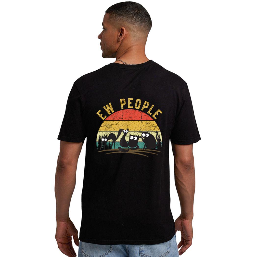 Retro Black Cat shirt for women Cat lover funny Ew people Men T-Shirt