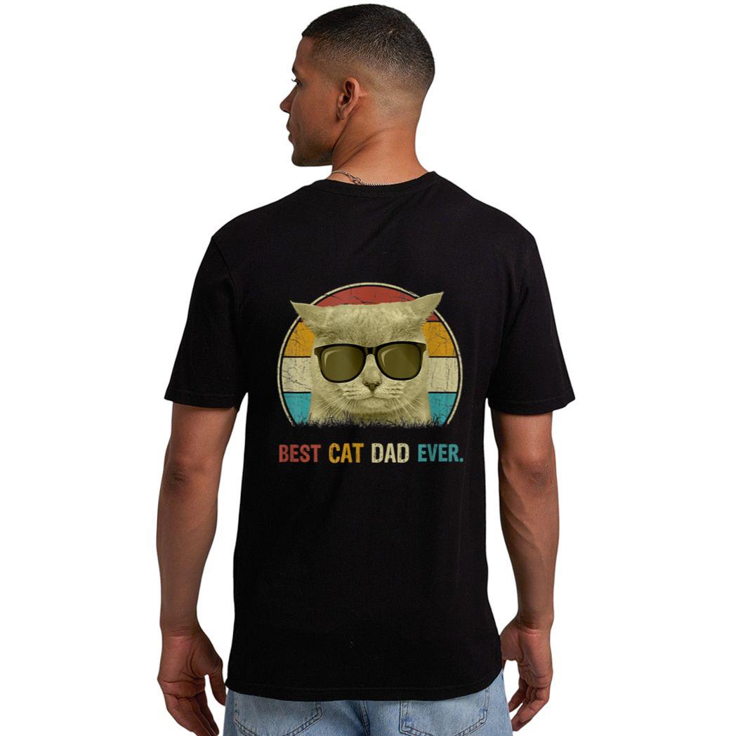 Retro Cat Best Cat Dad Ever Cat Funny Cat Daddy Cat Lover Men T-Shirt