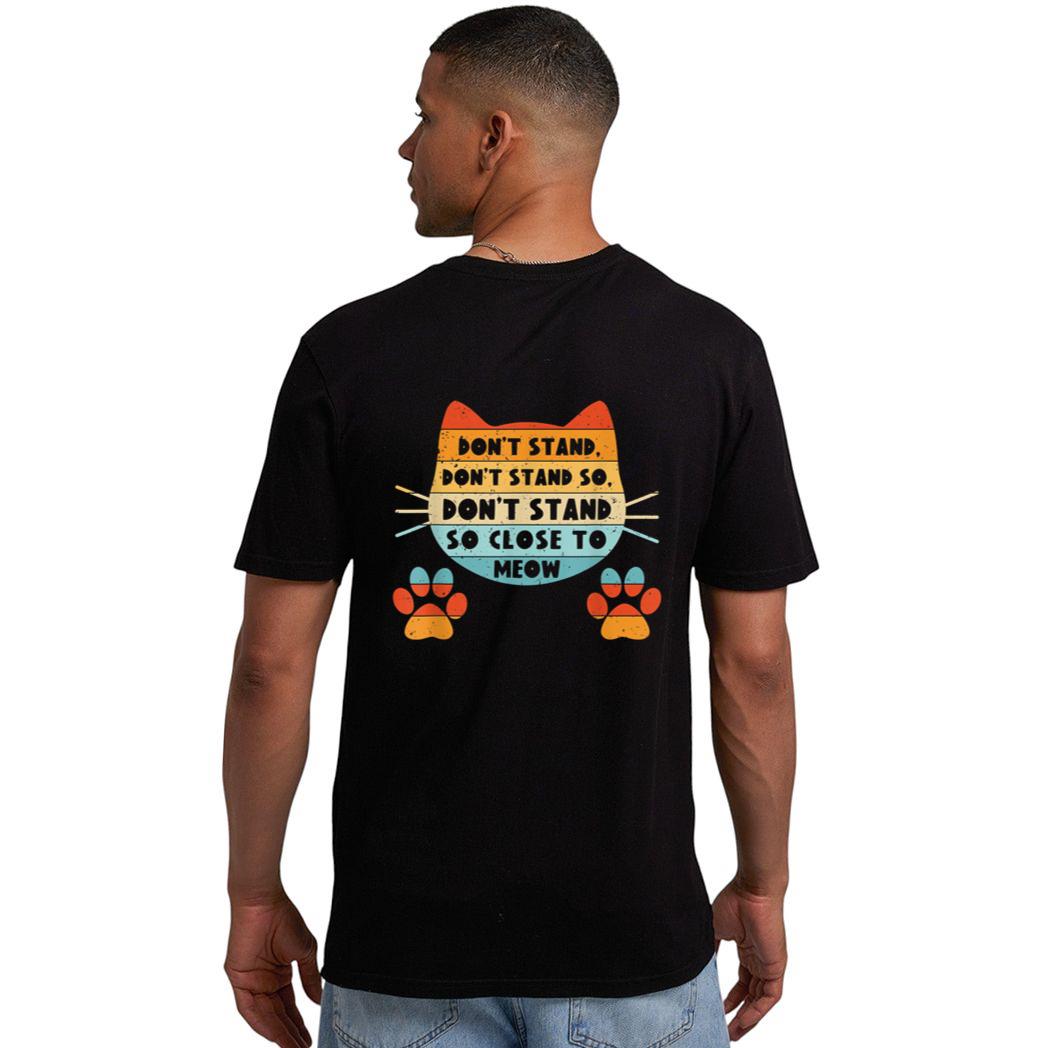 Retro Cat Tshirt, Funny Cat Tee, Don't Stand Close Meow Men T-Shirt