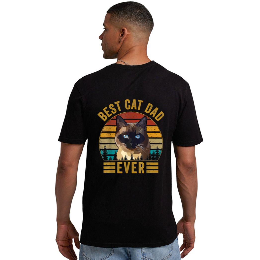 Retro Vintage Best Cat Dad Ever Fathers Day Siamese Cat Men T-Shirt