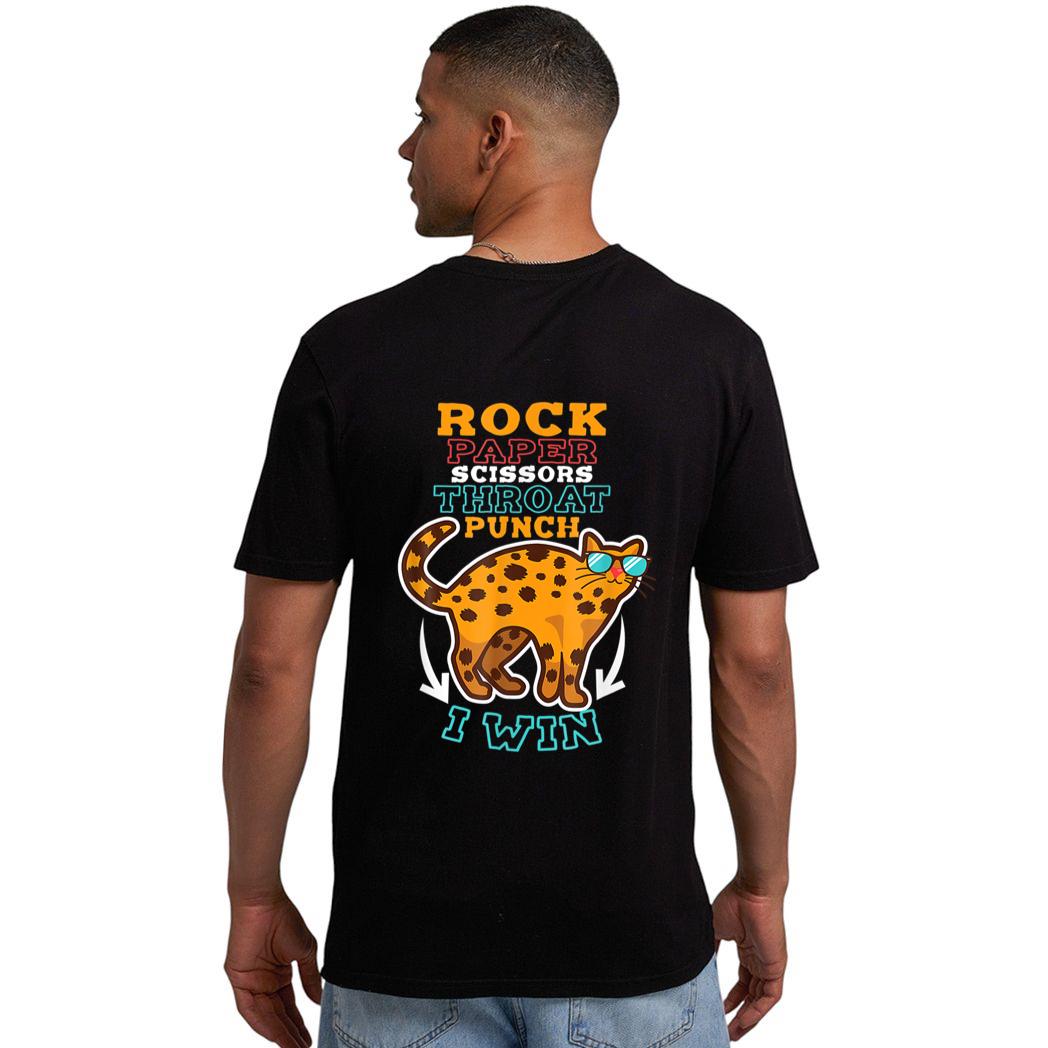 Rock Paper Scissors Hroat Punch I Win Cat Hand Game Player Men T-Shirt