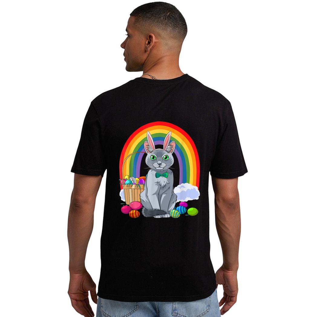 Russian Blue Cat Easter Eggs Bunny Men T-Shirt