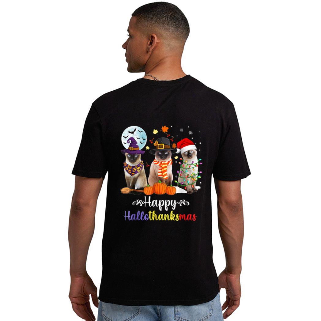 Siamese Cat Halloween Merry Christmas Happy Hallothanksmas Men T-Shirt