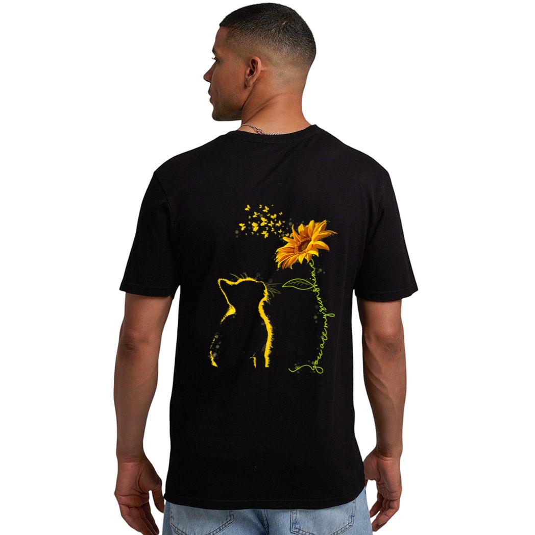 Sitting Yellow Kitten Sunflower Fragrance Butterfly Men T-Shirt