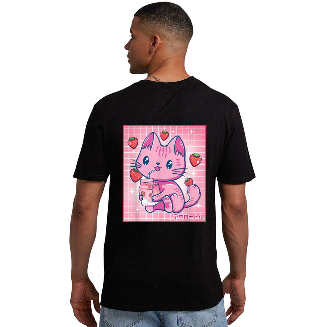 Strawberry Shake Strawberry Milk Cat Kawaii Neko Girls Anime Men T-Shirt