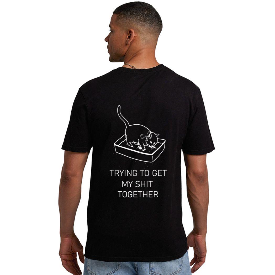 Trying to Get My Sht Together Cat in Litterbox Novelty Men T-Shirt