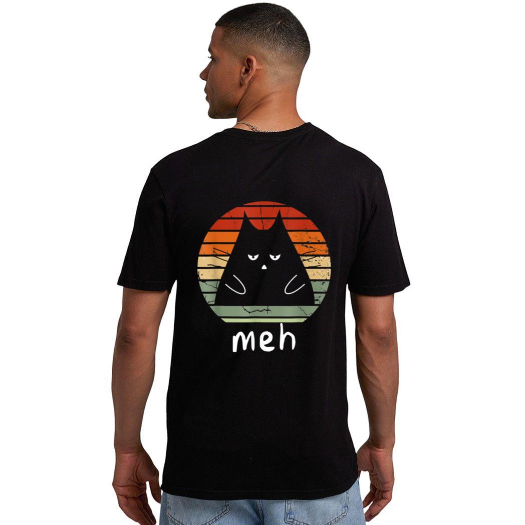 Vintage Black Cat  Meh Cat Meow Kitty Cat Lover Men T-Shirt