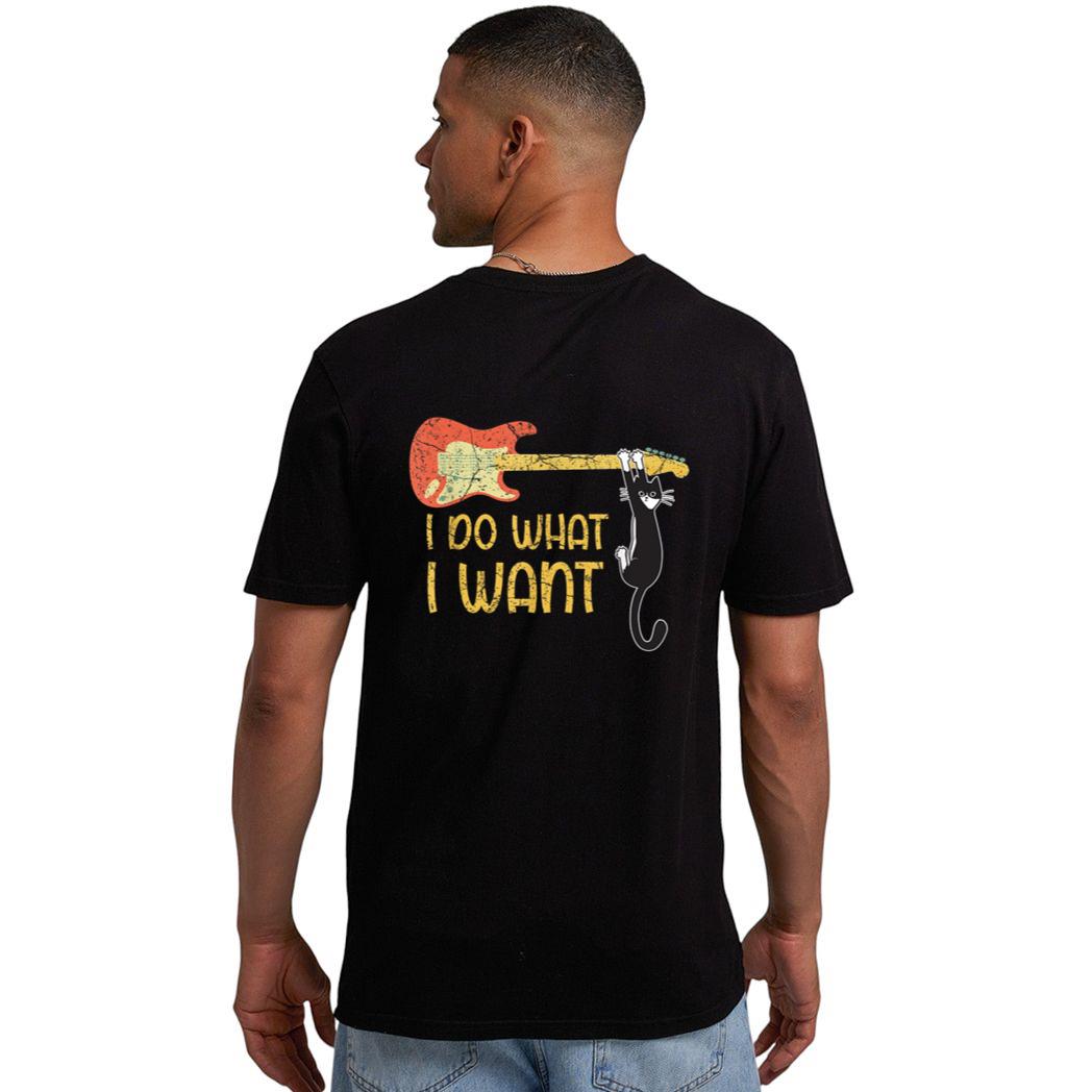 Vintage Guitar and Cat Lover Men Women I do what i want Cat Men T-Shirt