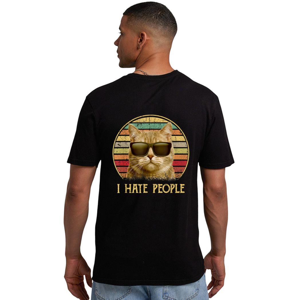 Vintage retro Cat s, Funny Cat lover i hate people Men T-Shirt