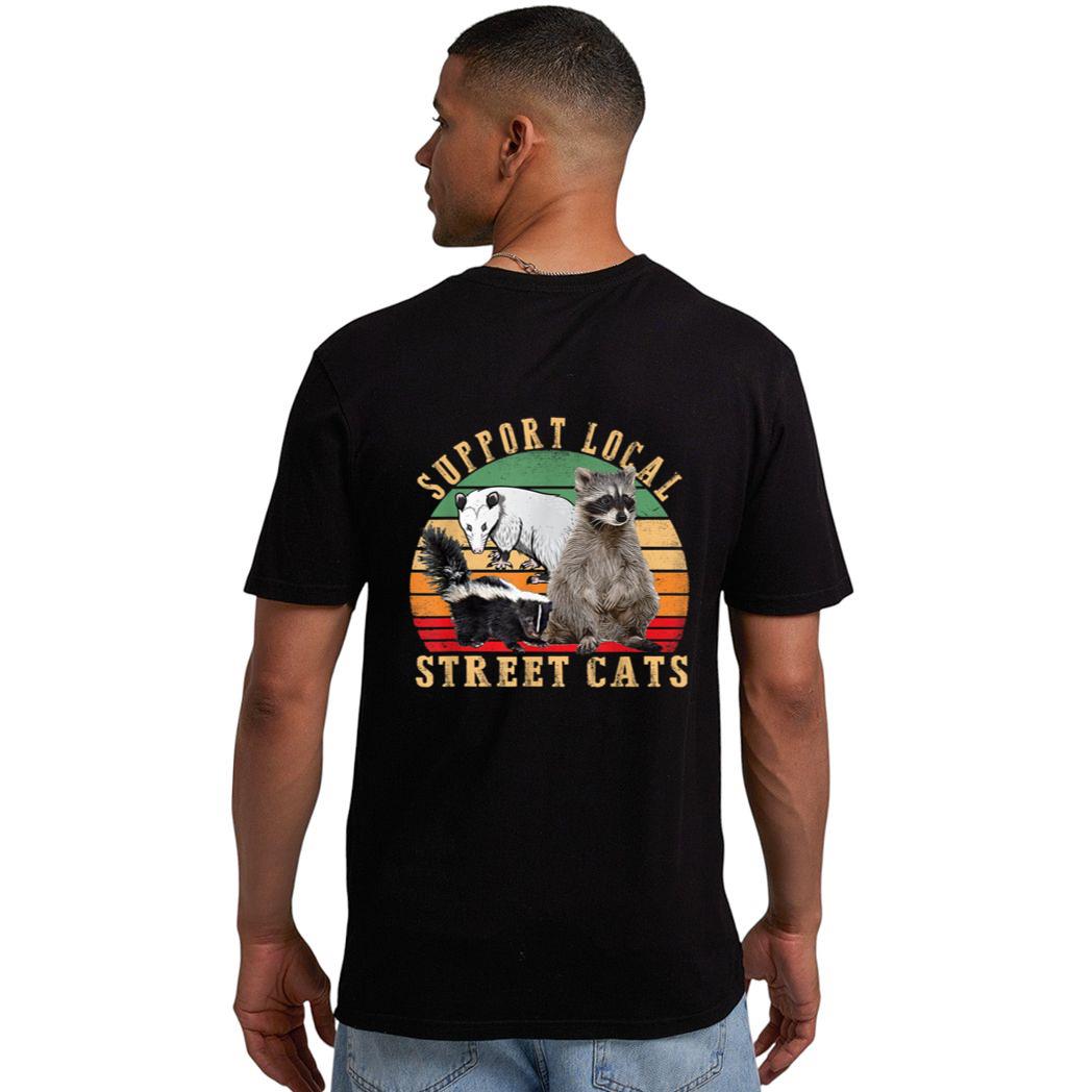 Vintage Support Local Street Cats! Raccoon, Skunk Men T-Shirt