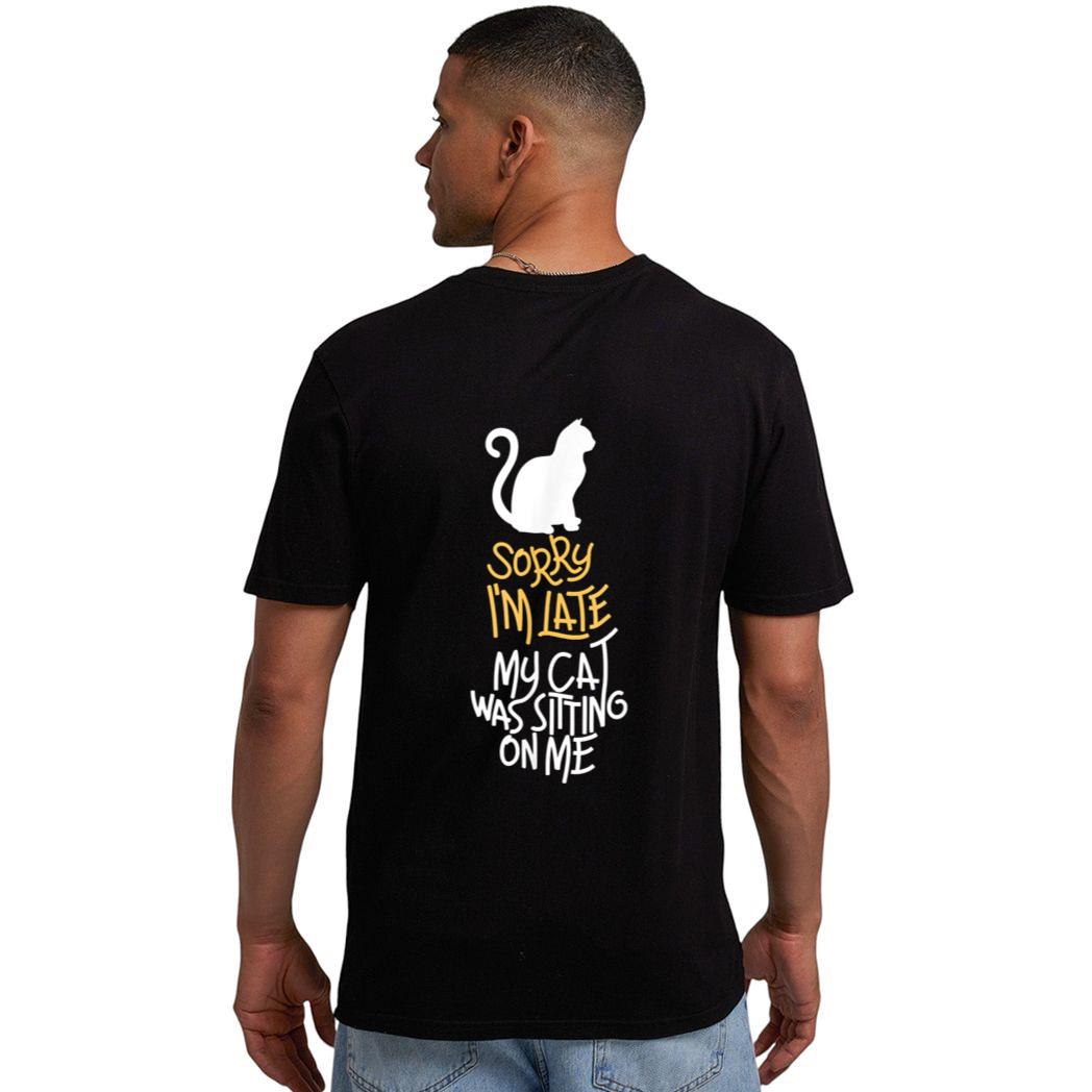 Vitnage Black Cat Sorry I'm Late My Cat Was Sitting On Me Men T-Shirt