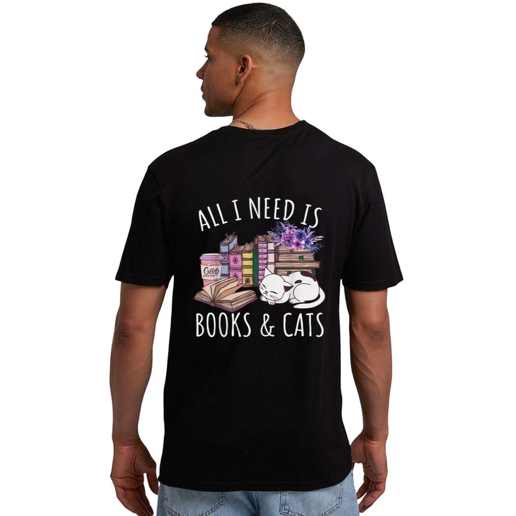Women All I Need Is Books And Cats Cat Lover Kitten Reading Men T-Shirt